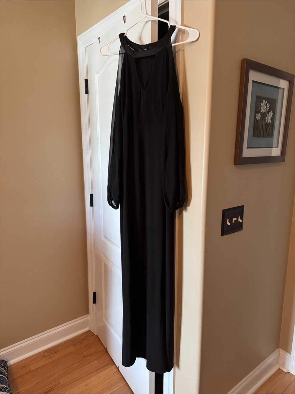 MSK Black Long-Sleeve Halter Maxi Dress